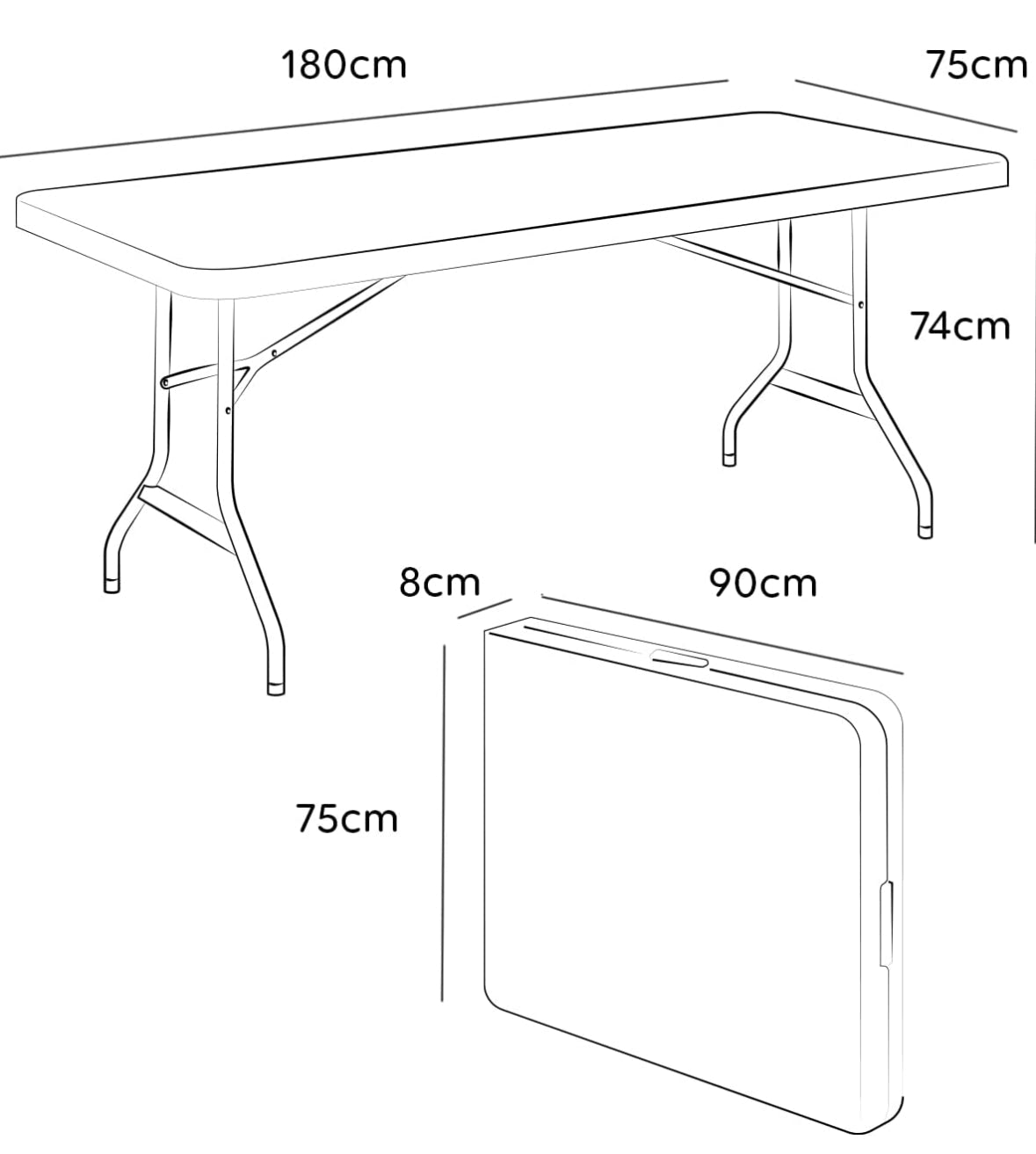 Tavolo pieghevole portatile 180x75x74 cm | BeSmart™