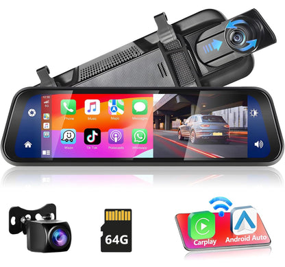 Specchietto retrovisore 9.66 pollici dashcam 1080P con carplay | BeSmart™